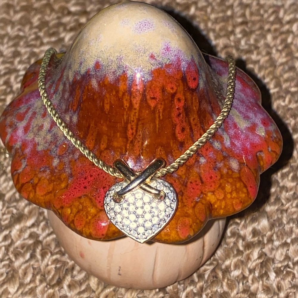 Vintage gold Swarovski heart necklace